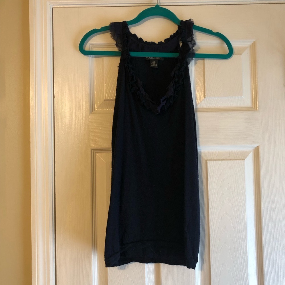 Banana Republic navy blue extra fine Merino wool tie neck tank size S